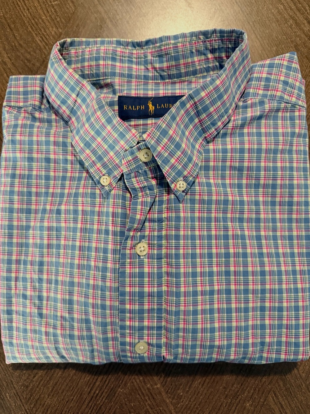 Ralph Lauren Classic Fit Plaid Cotton Oxford Shirt Men's 3XB Blue, Pink, & Green